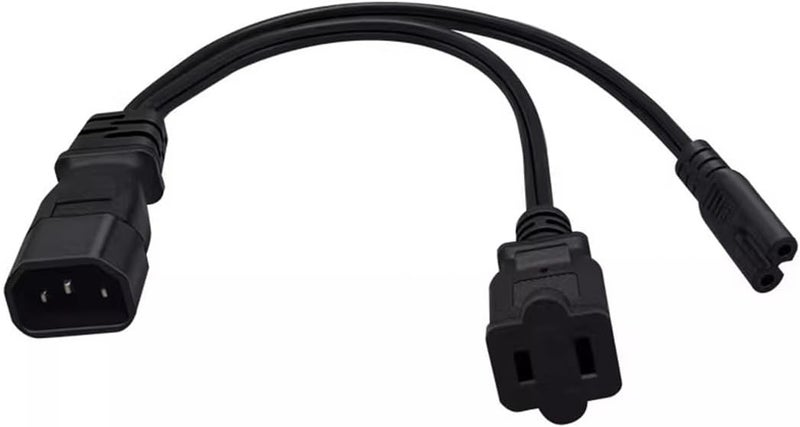 TEWOXIN IEC320 C14 to C7 + NEMA 1-15R Y Splitter Power Cord, Single IEC320 C14 Male Plug to C7 + NEMA 1-15R Female Socket Splitter Adapter Cable Cord(1FT/0.3M) - Image 5